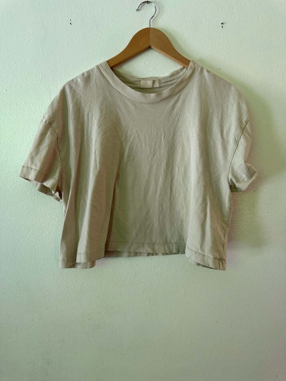 Nuuds The Classic Crop Tee Bone Beige Large 100% cotton